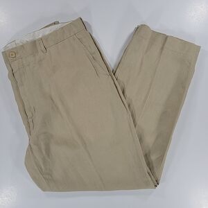 Vintage Polo Ralph Lauren Linen Silk Pants Tan Beige Mens 38x30 Flat Front Chino
